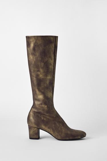 Zara LEATHER HEELED BOOTS KATE MOSS X ZARA - Brown