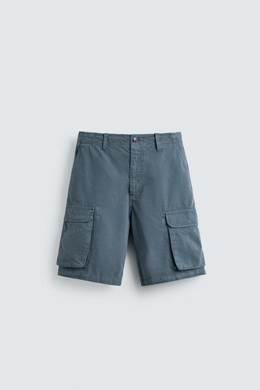ШОРТЫ КАРГО RELAXED FIT — СИНИЙ от Zara