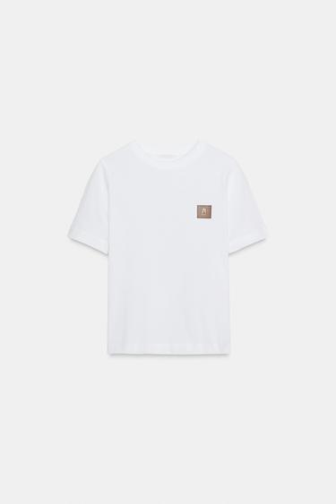 Zara SHORT SLEEVE T-SHIRT WITH LABEL - White