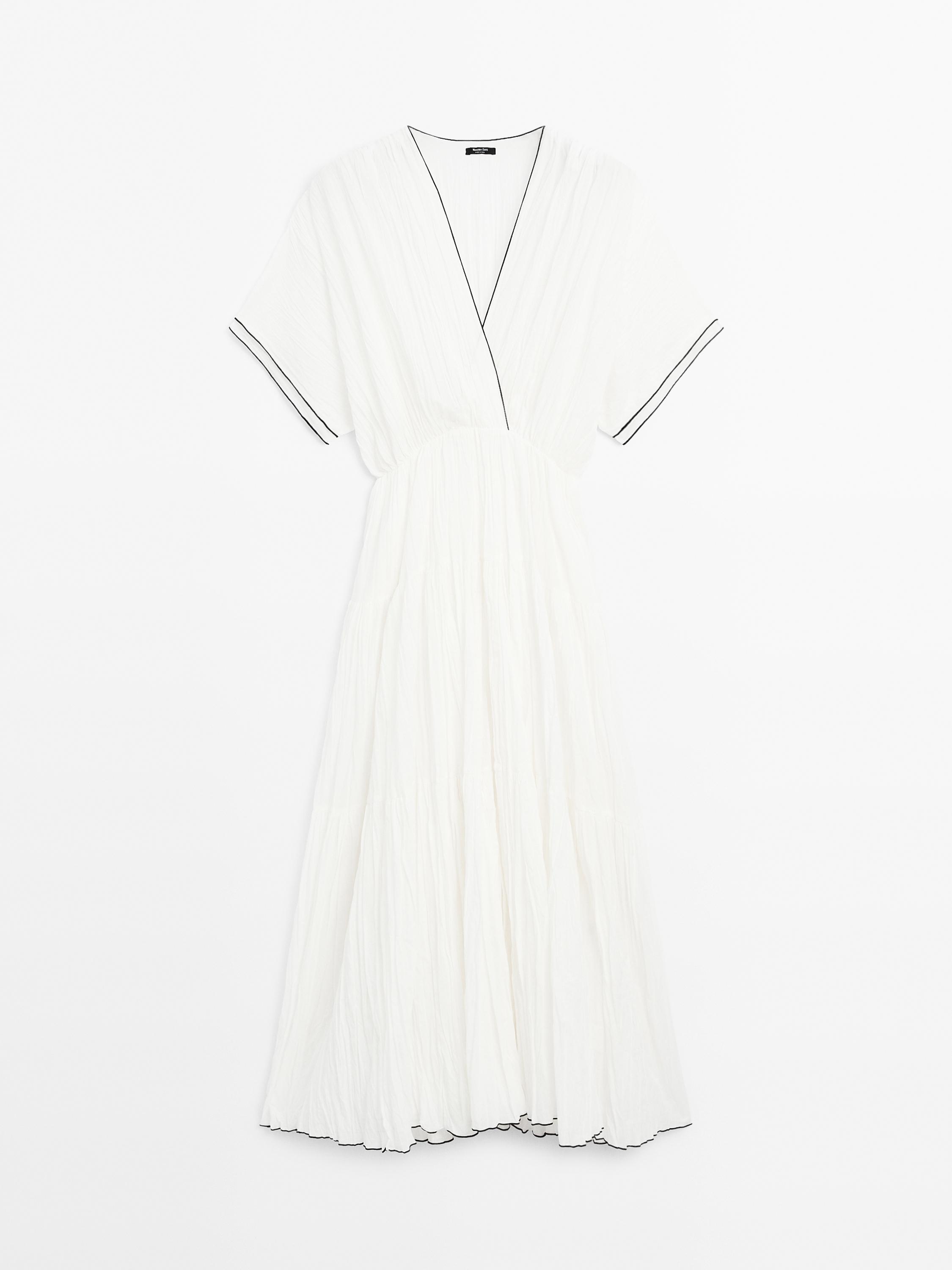 Contrast pleated long dress