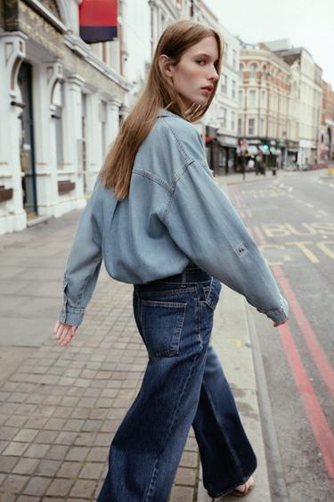JEAN À JAMBES LARGES CEINTURE TAILLE NORMALE - Bleu moyen de Zara - Image 6