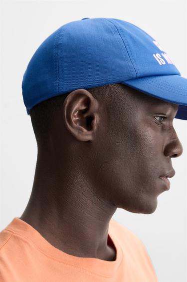 CASQUETTE TEXTE BRODÉ - Bleu de Zara - Image 3