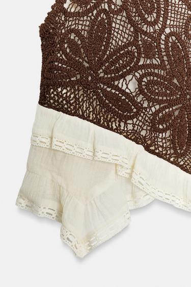 TOP BIMATIÈRE CROCHET - Marron de Zara - Image 8