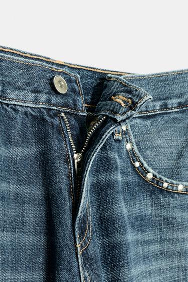 JEAN TRF SLUNG TAILLE BASSE À CLOUS - Bleu de Zara - Image 8