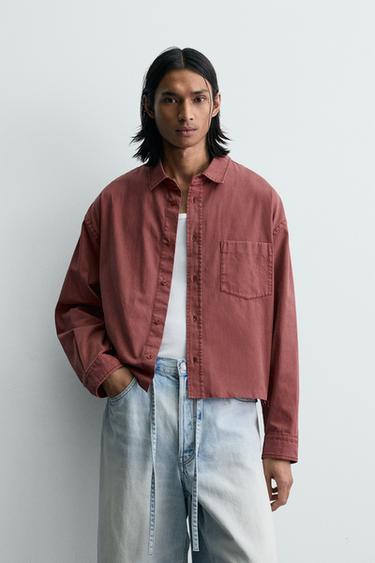 KOŠILE BOXY FIT S PRANÝM VZHLEDEM - Načervenalá od Zara