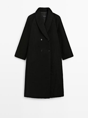 Zara Long alpaca and wool coat - Black