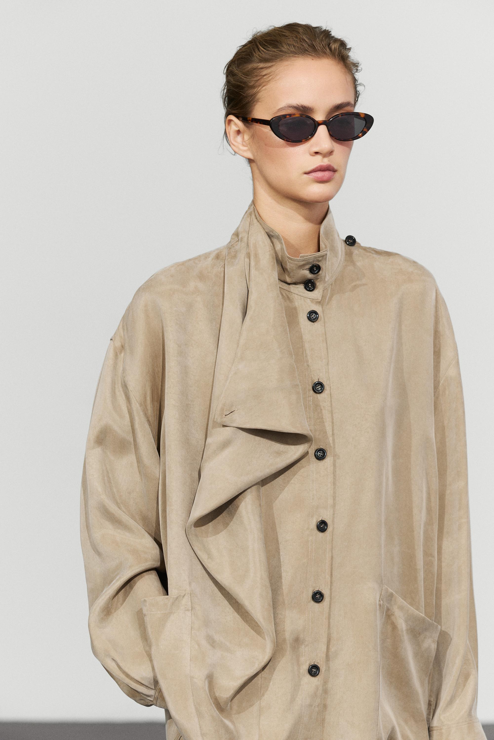 High neck wrap shirt