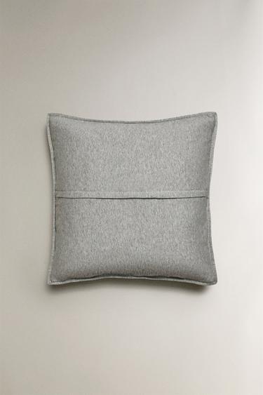 GREY COTTON JERSEY MELANGE CUSHION COVER FOR QUILTS - Light grey by Zara - Image 2