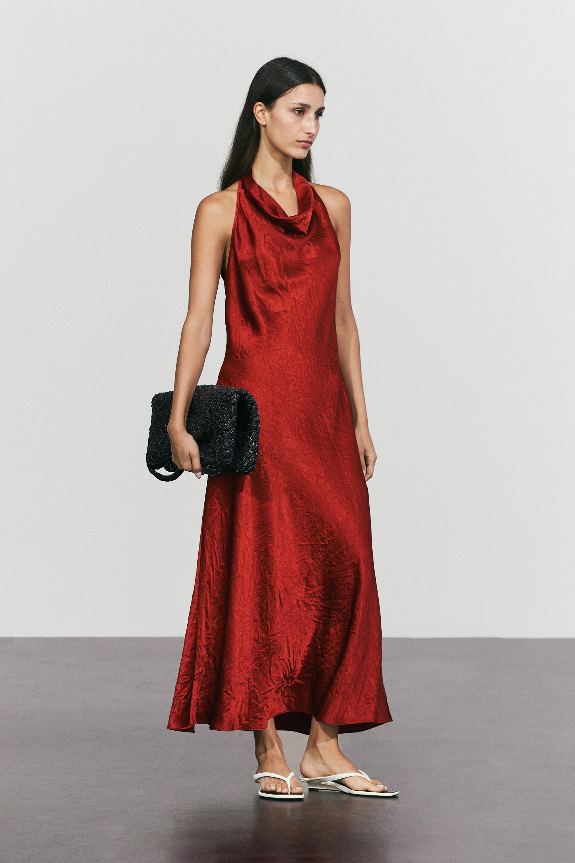 Draped neckline maxi dress