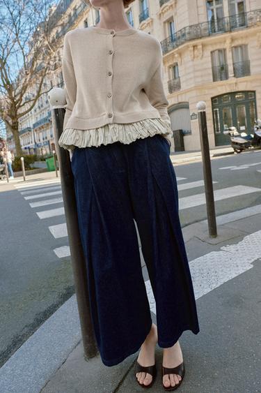 CONTRAST KNIT CARDIGAN - Sand by Zara