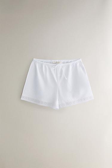 LACE COTTON SHORTS - White by Zara - Image 0