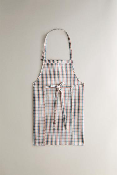 CHECKED COTTON APRON - Blue by Zara - Image 3