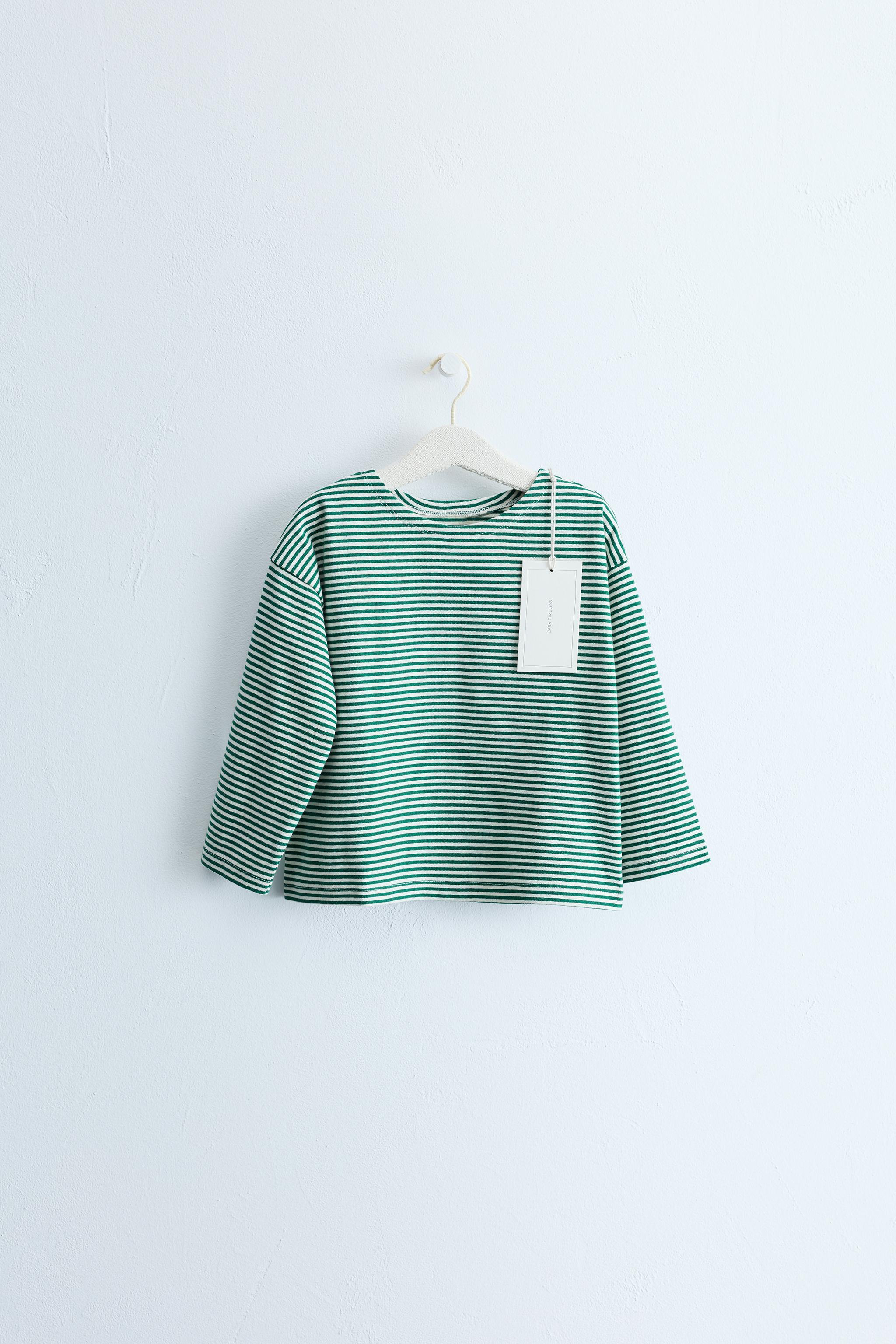 ZARA TIMELESS STRIPED PRINT T-SHIRT — Green