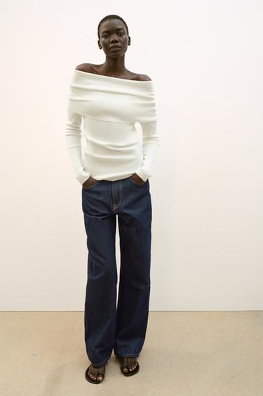 Zara 平口針織衫 - 白色