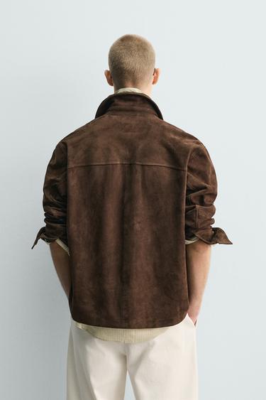 SURCHEMISE EN CUIR DAIM À POCHES - Marron de Zara - Image 2