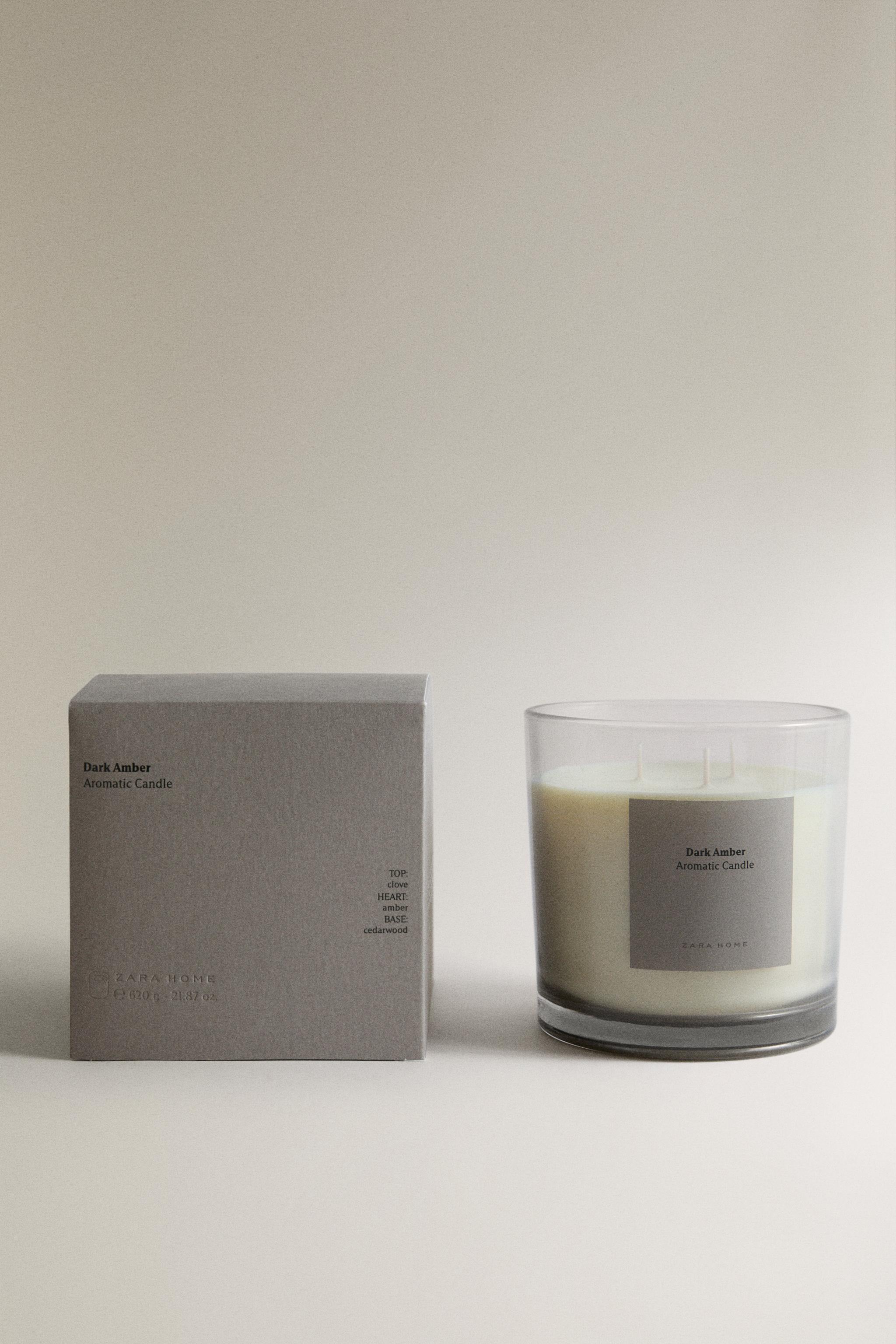 (620 G) DARK AMBER SCENTED CANDLE — Brown / Taupe
