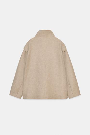 CROPPED WOOL COAT WITH HIGH NECK - Light mink by Zara - Image 7
