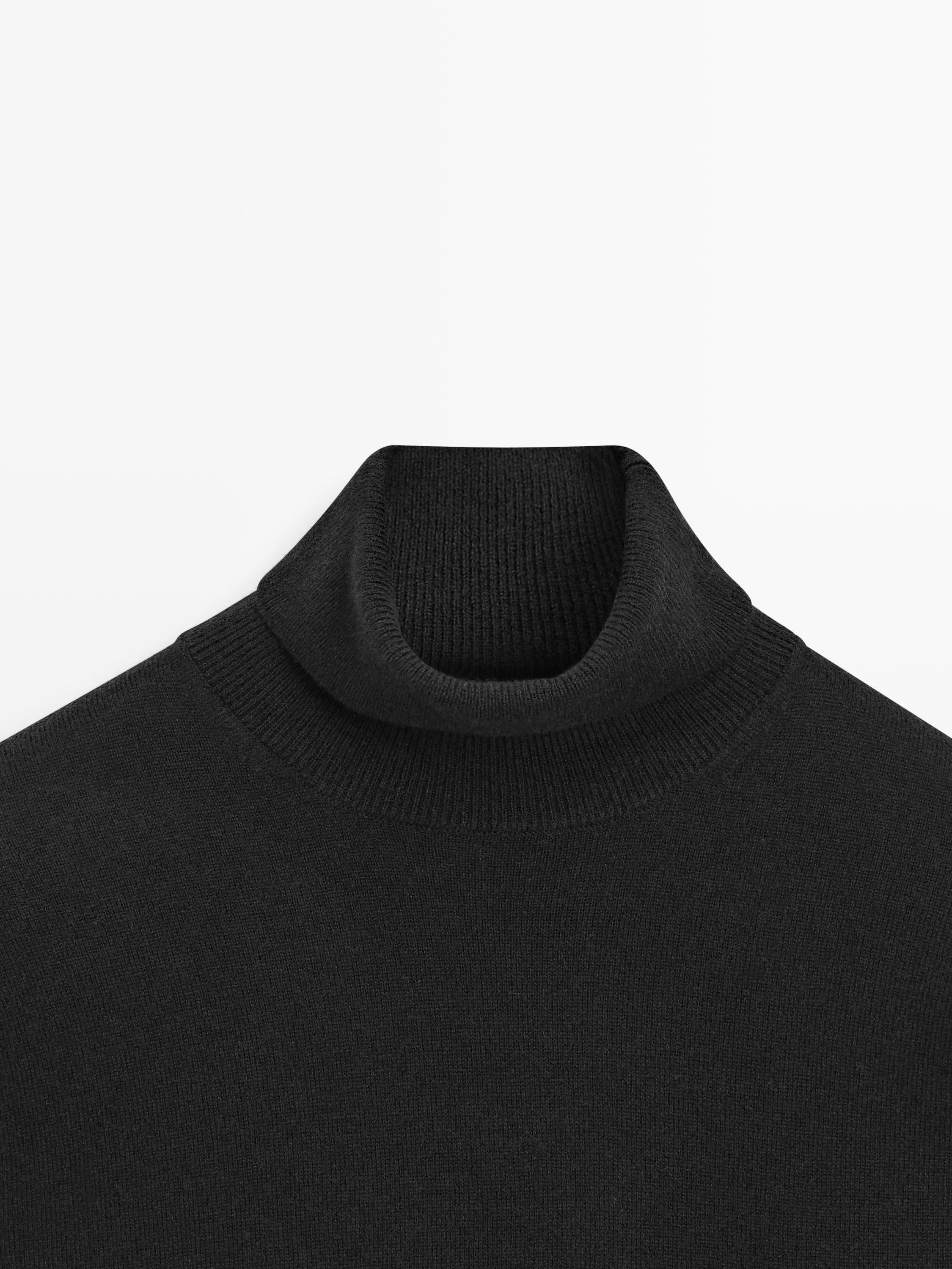 Wool blend knit sweater with high neck