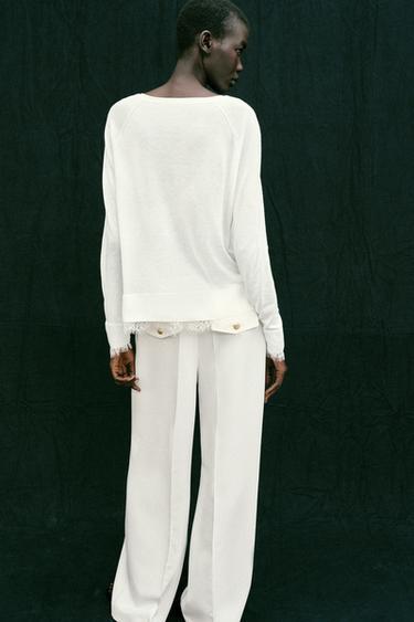 KNIT JUMPER WITH LACE - White by Zara - Image 6