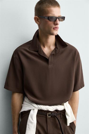 CHEMISE POLO FLUIDE COUPE DÉCONTRACTÉE - Marron de Zara - Image 4