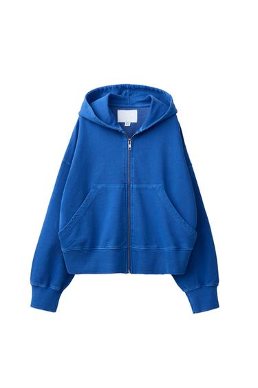 SUDADERA FELPA CREMALLERA - Azulón de Zara