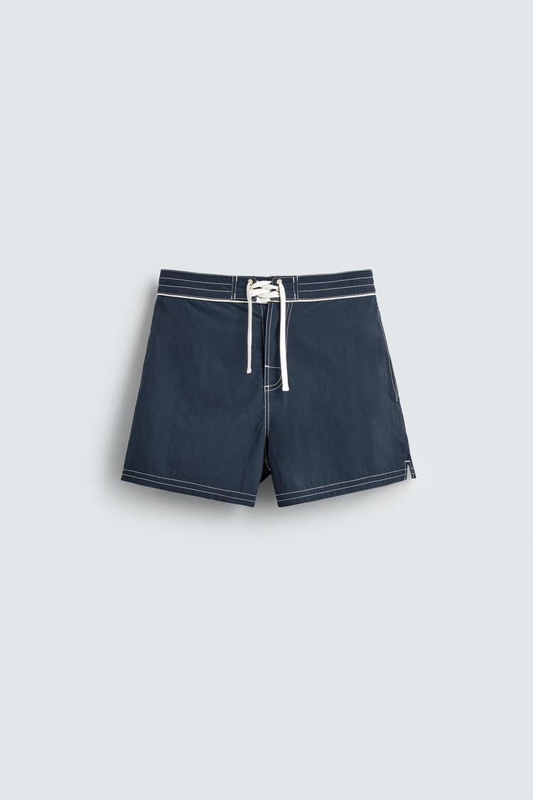 ZARA MID-LENGTH SWIM SHORTS WITH DRAWSTRING