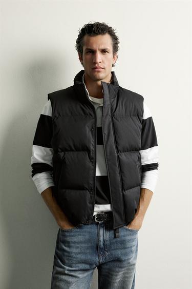 Zara REGULAR FIT QUILTED VEST - Black