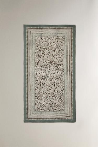 COTTON BLOCK PRINT RUG - Multicoloured by Zara - Image 2