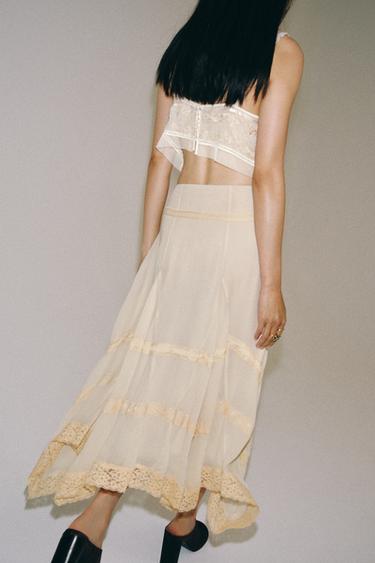 ZW COLLECTION COMBINED LACE SKIRT - Oyster-white by Zara - Image 2