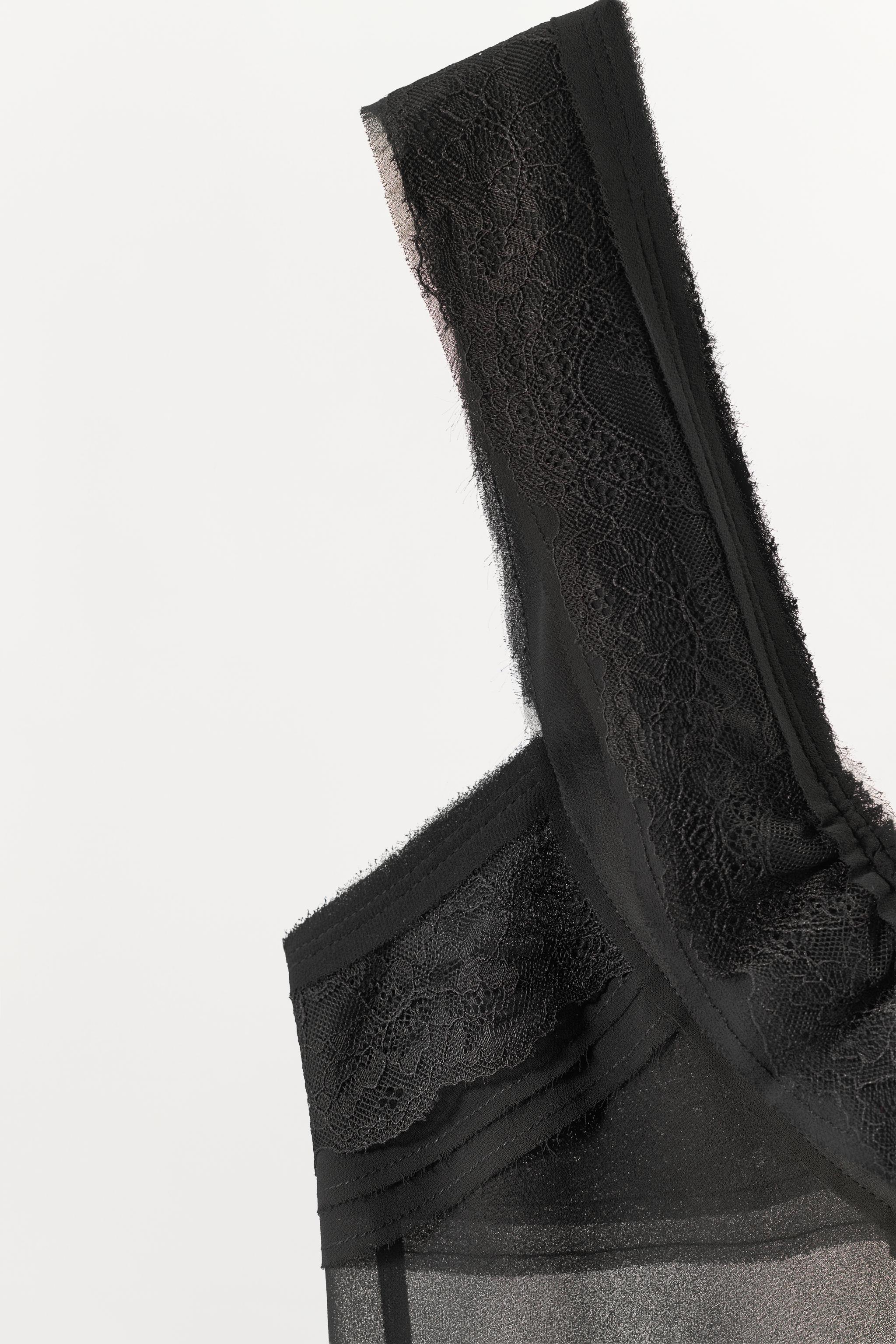 Женские рубашки Zara ZW COLLECTION LACE LINGERIE-STYLE TOP — фото 10