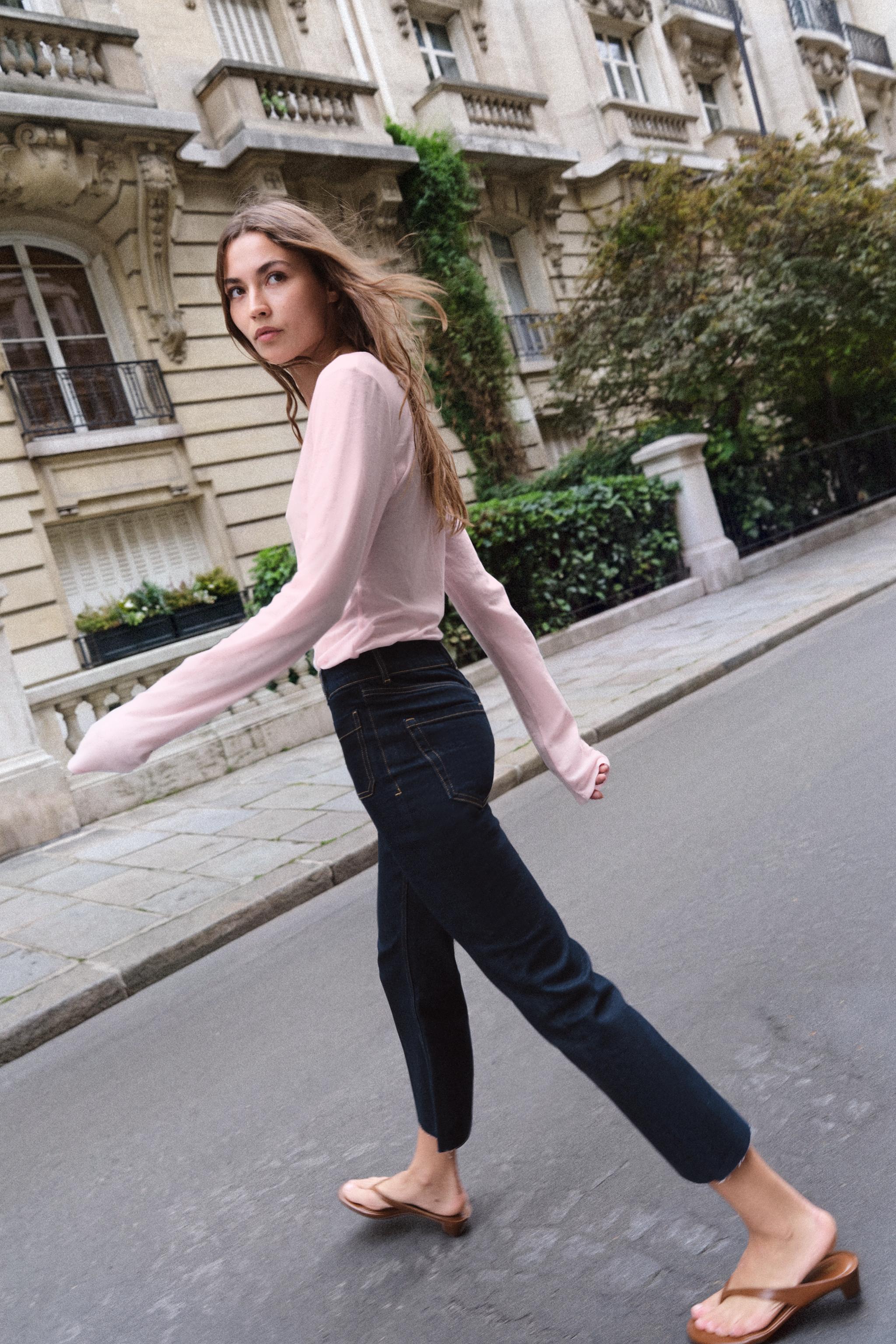 Женские джинсы Zara Z1975 HIGH-RISE MINI FLARE JEANS — фото 6