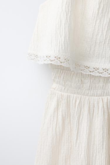 EMBROIDERED FLORAL DRESS - Ecru by Zara - Image 3