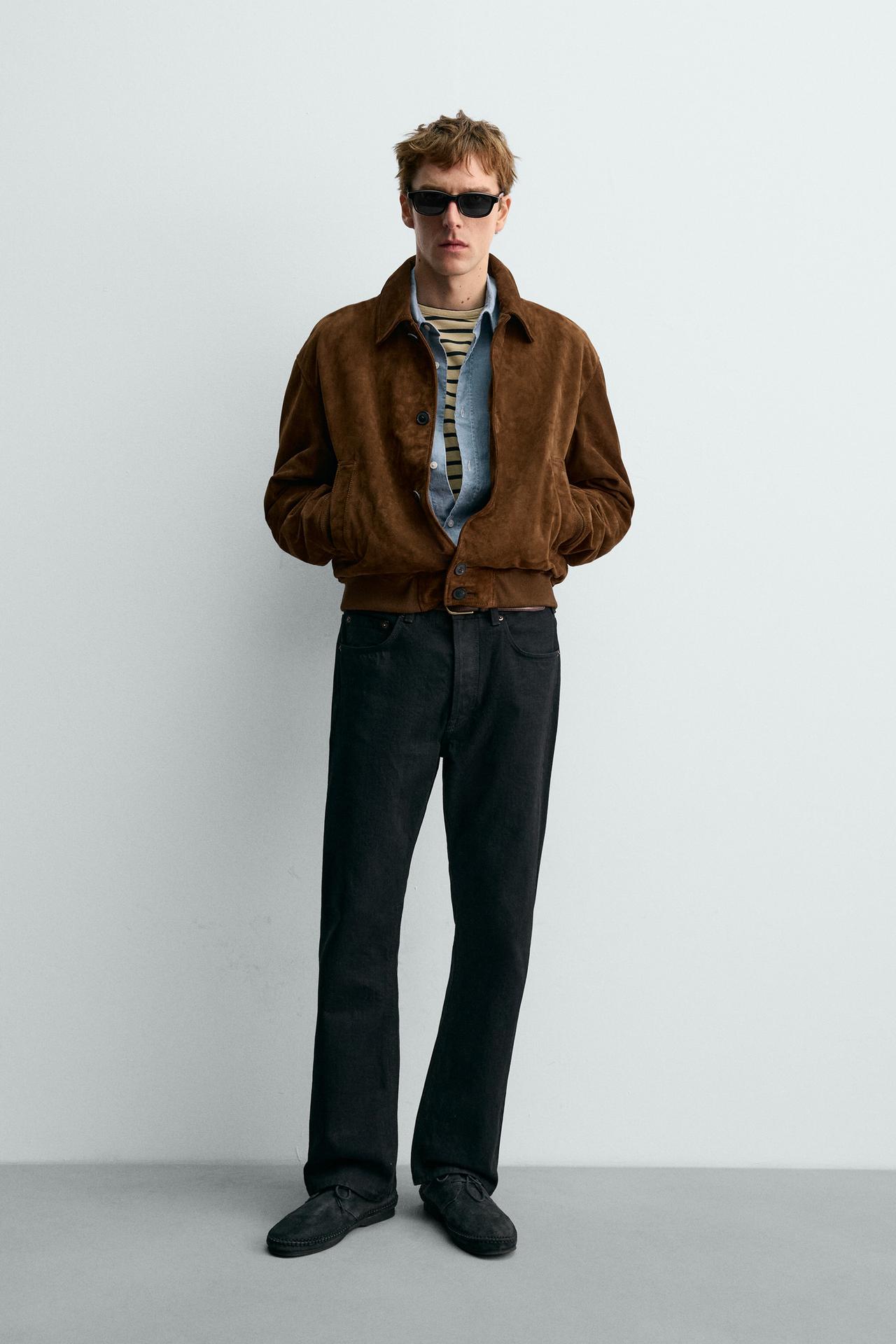 ZARA AARON LEVINE X ZARA CROPPED SUEDE LEATHER JACKET