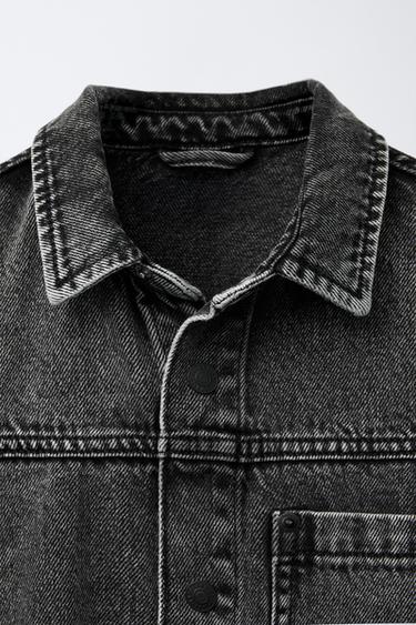 EMBROIDERED DENIM OVERSHIRT - Black by Zara - Image 2
