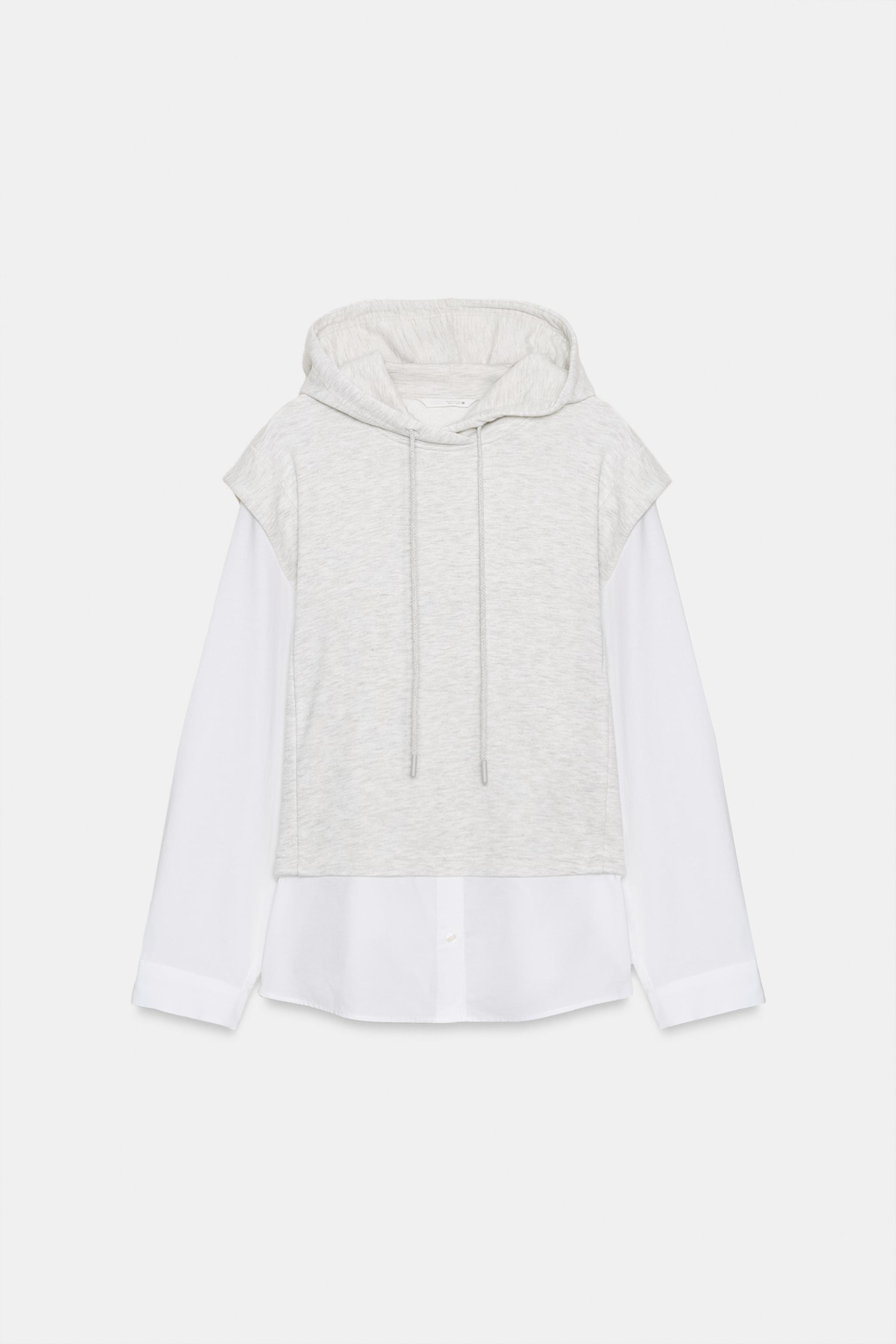 KONTRAST KAPÜŞONLU SWEATSHIRT GÖMLEK - Görsel 5