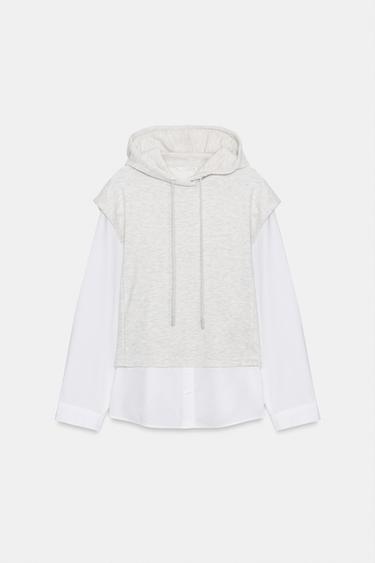 SUADOIRO COMBINADO POPELINA - Branco / Gris de Zara