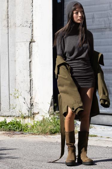 미니 후드 니트 원피스 - Zara 콜 그레이