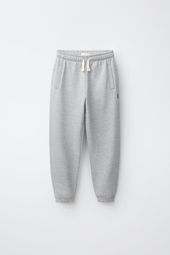 PLAIN SWEATSHIRT JOGGERS WITH LABEL - Grey marl by Zara - Image 0