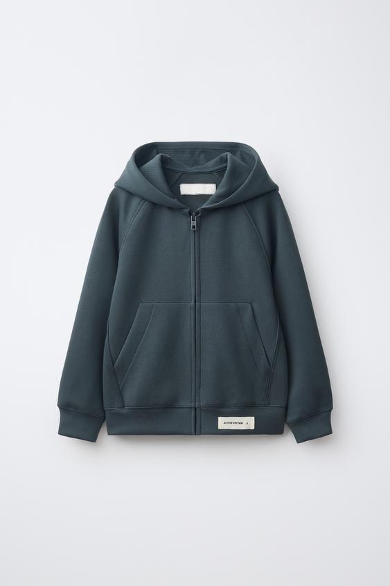 SPORTY HOODIE WITH ZIP - Dark green by Zara - Image 0
