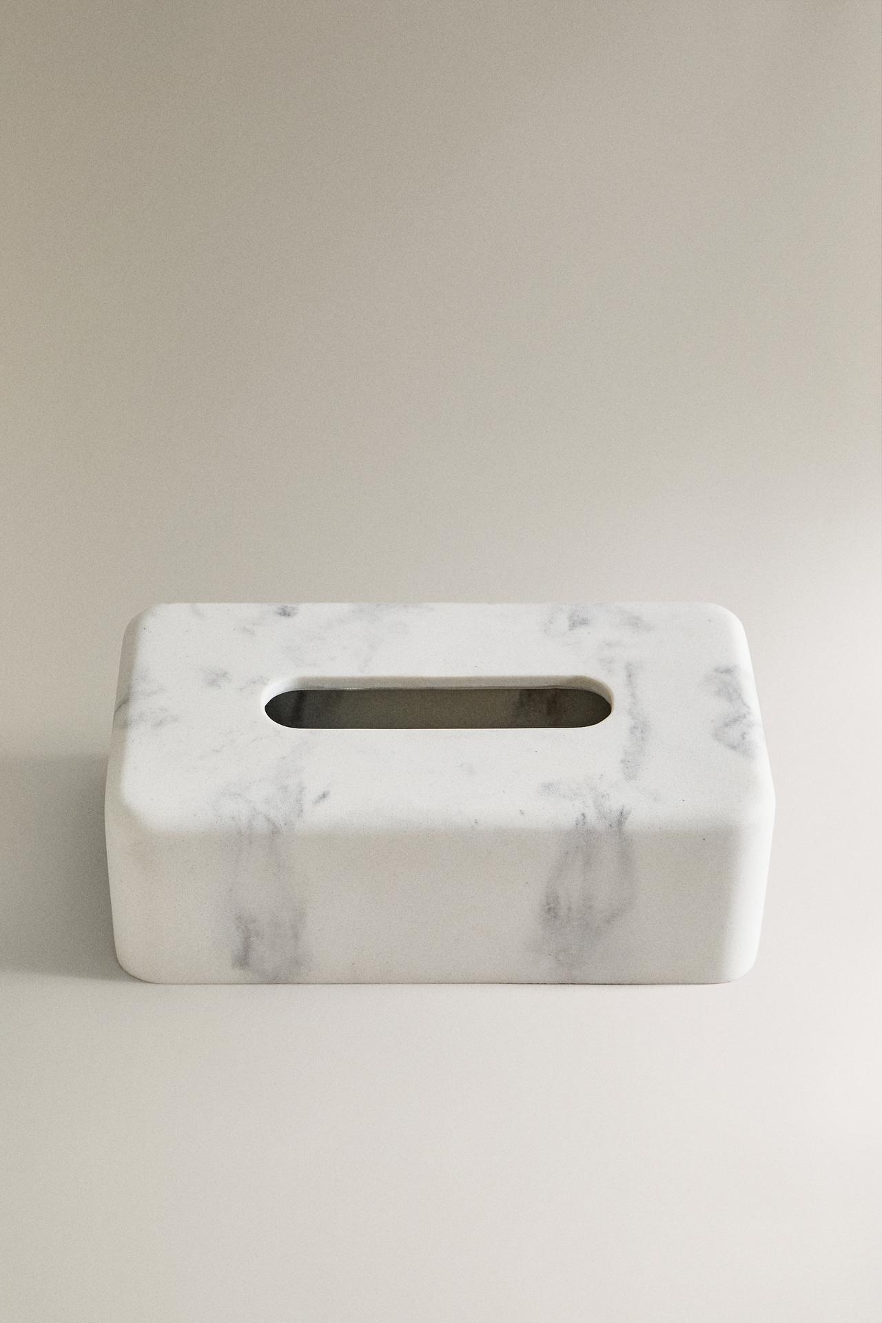 MARBLE-EFFECT TISSUE BOX — Gray