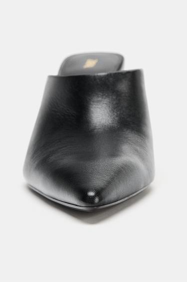 LEATHER HEELED MULE SHOES - Black by Zara - Image 2