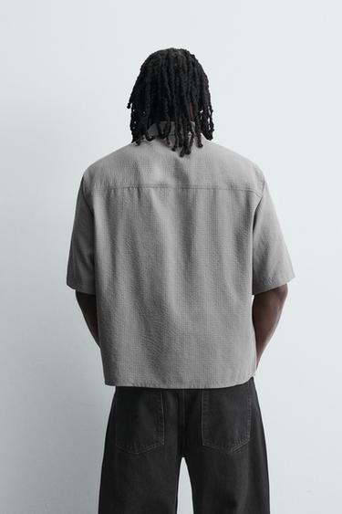 CAMISA FLUIDA ESTRUCTURA CUADROS - Gris antracita de Zara