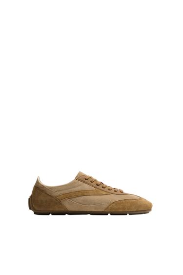 LEATHER TRAINERS - Sand Brown by Zara