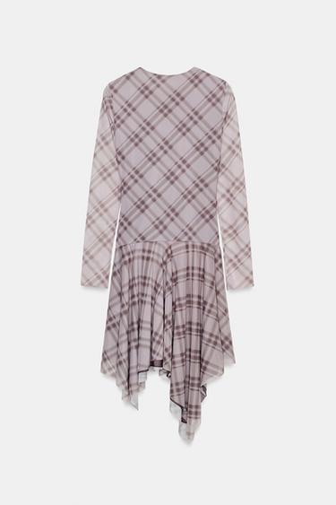 Zara 格紋網紗洋裝 - 淡紫色
