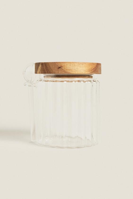 ZUCKERDOSE AUS BOROSILIKATGLAS MIT HOLZ - Transparent von Zara - Bild 0
