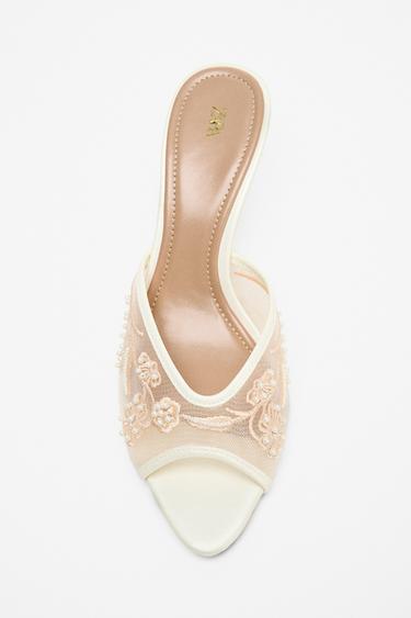 PEARL MULE HEELS - White by Zara