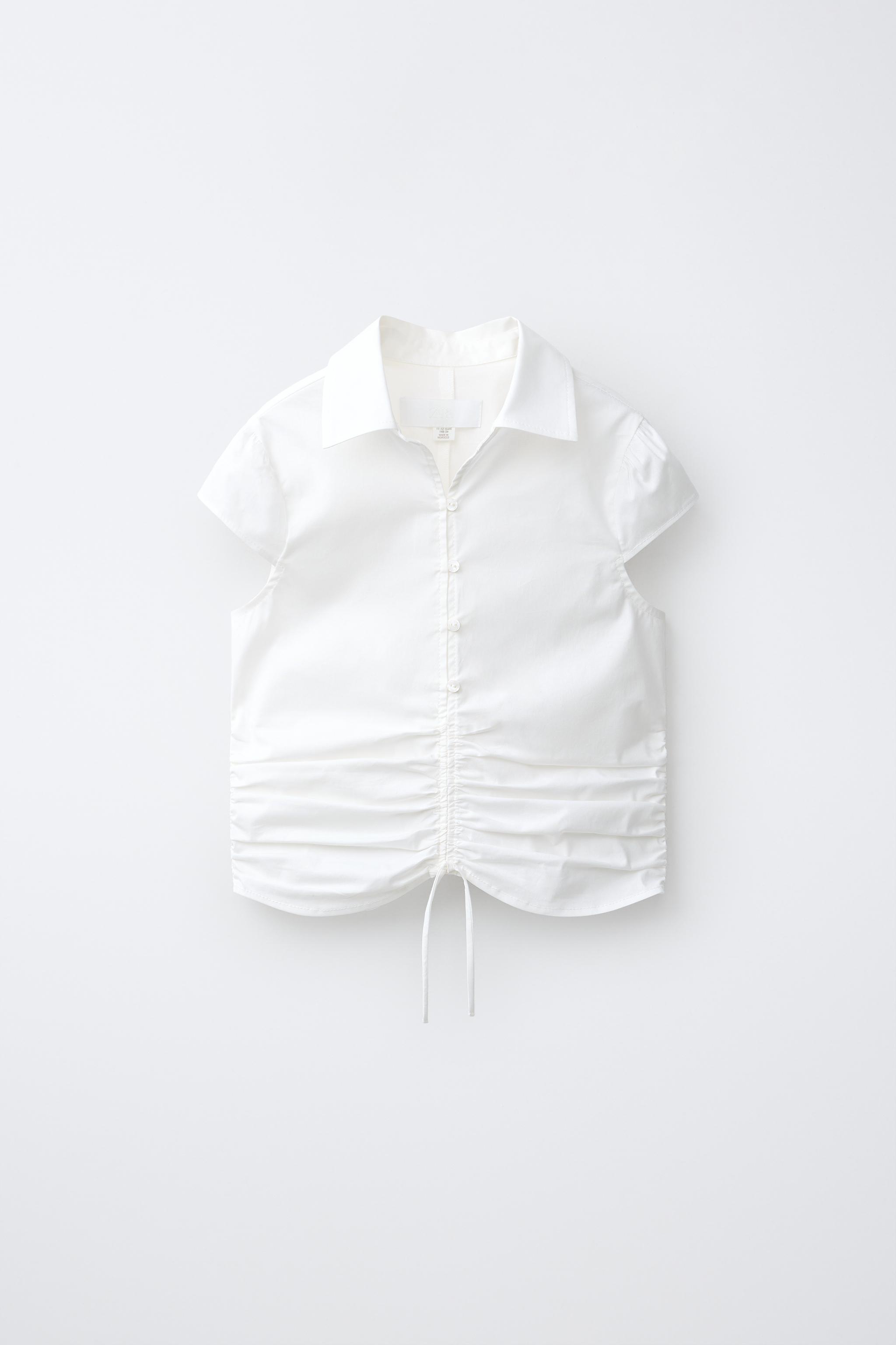 FITTED RUCHED SHIRT — White