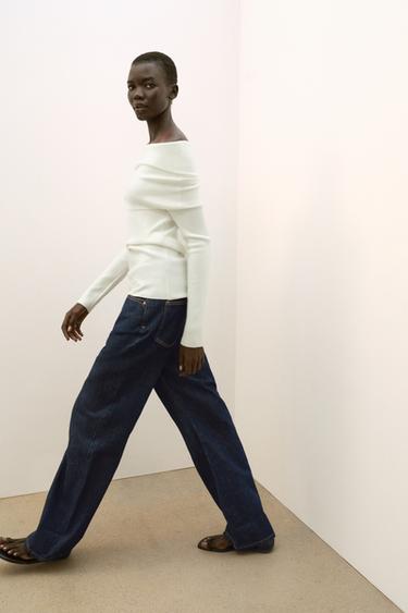 PULL EN MAILLE OFF SHOULDER - Blanc de Zara - Image 2