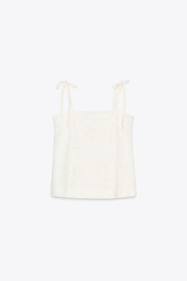 TOP BRODÉ ZW COLLECTION - Écru de Zara - Image 4