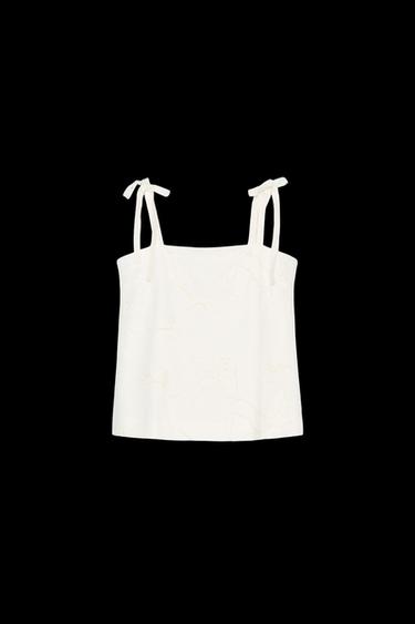 ZW COLLECTION EMBROIDERED TOP - Ecru by Zara - Image 0